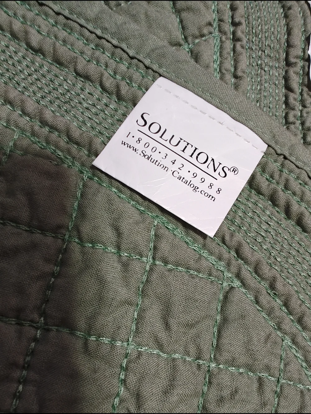 Stonewashed Quilted Kitchen Placemats Set in Sage Green